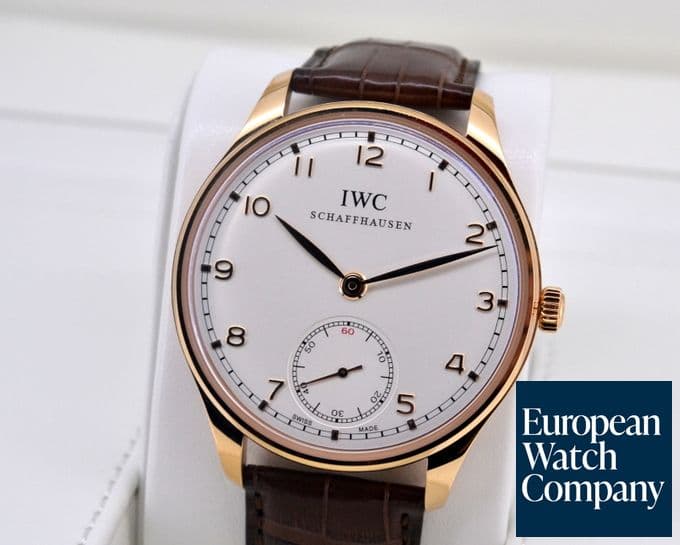 Image of IWC Portuguese Hand Wound Silver Dial 18K Rose Gold UNWORN