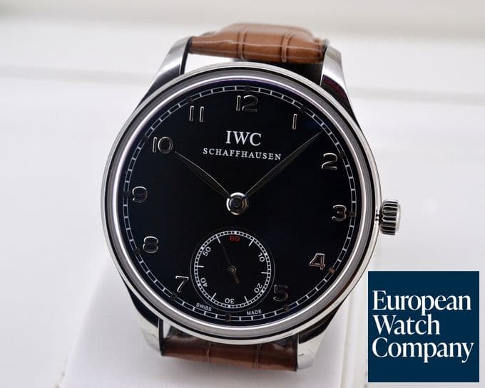 Image of IWC Portuguese Hand Wound SS Black Dial UNWORN