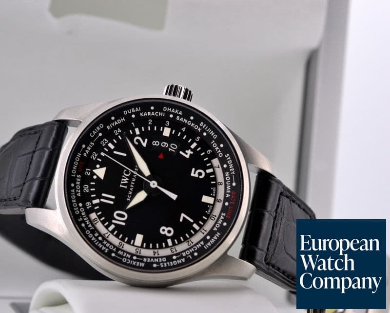 Image of IWC Pilot WorldTimer SS Black Dial UNWORN