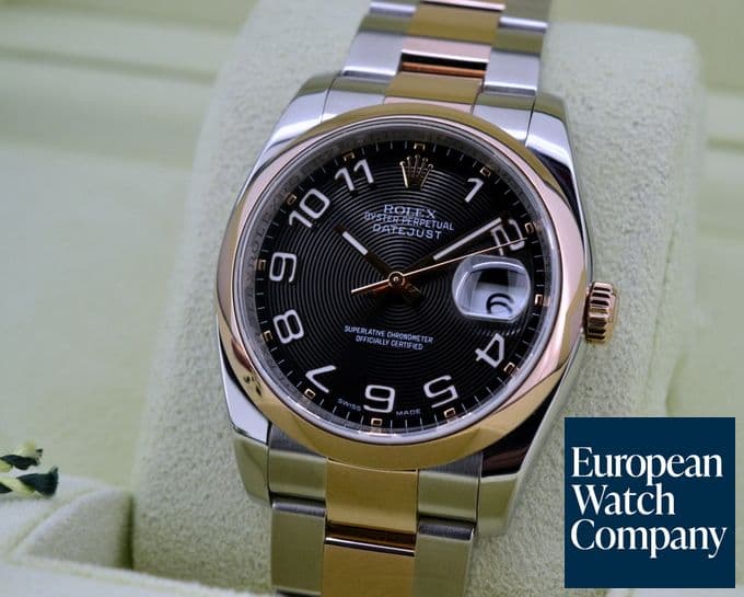 Image of Rolex Datejust Black Concentric Arabic Oyster SS / Rose Gold