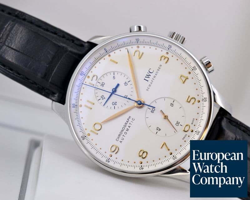 Image of IWC Portuguese Chronograph SS Silver Dial / Gold Numerals 