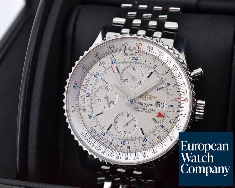 Image of Breitling Navitimer World Chronograph Silver Dial SS / SS