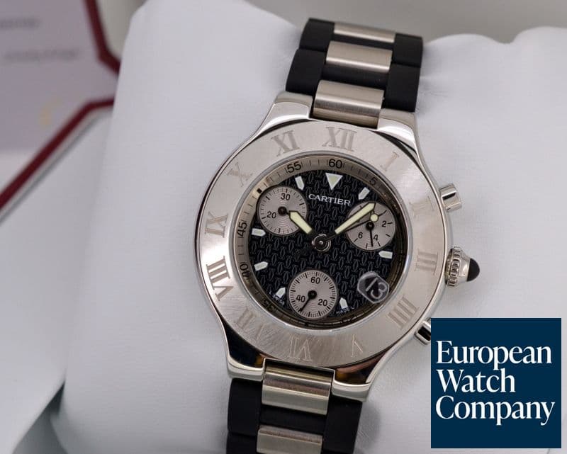 Image of Cartier Must 21 Chronoscaph Quartz SS / Rubber UNWORN