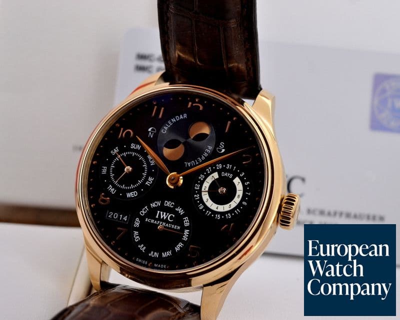Image of IWC Portuguese Perpetual Calendar 18K Rose Gold Black Dial