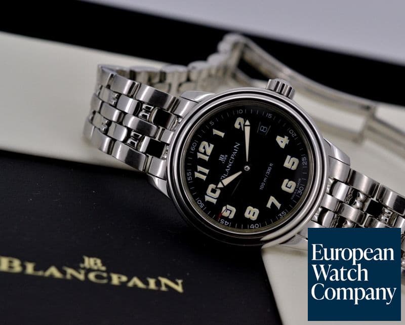 Image of Blancpain Ladies Leman Ultra Slim Military Black Dial SS / SS