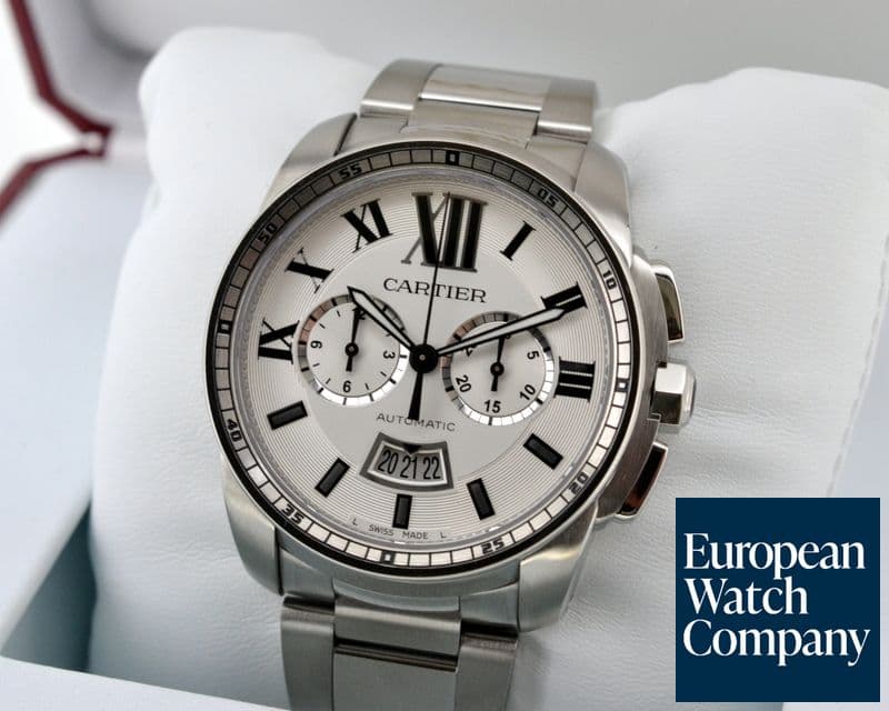 Image of Cartier Calibre de Cartier Chronograph Silver Dial SS / SS 