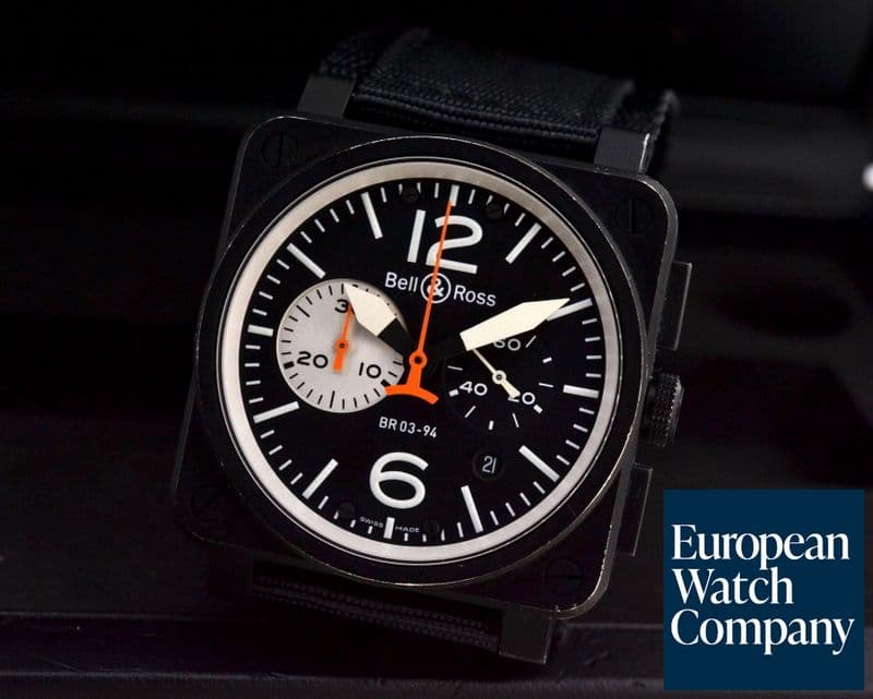 Image of Bell & Ross Aviation Black & White Chronograph PVD / Rubber

