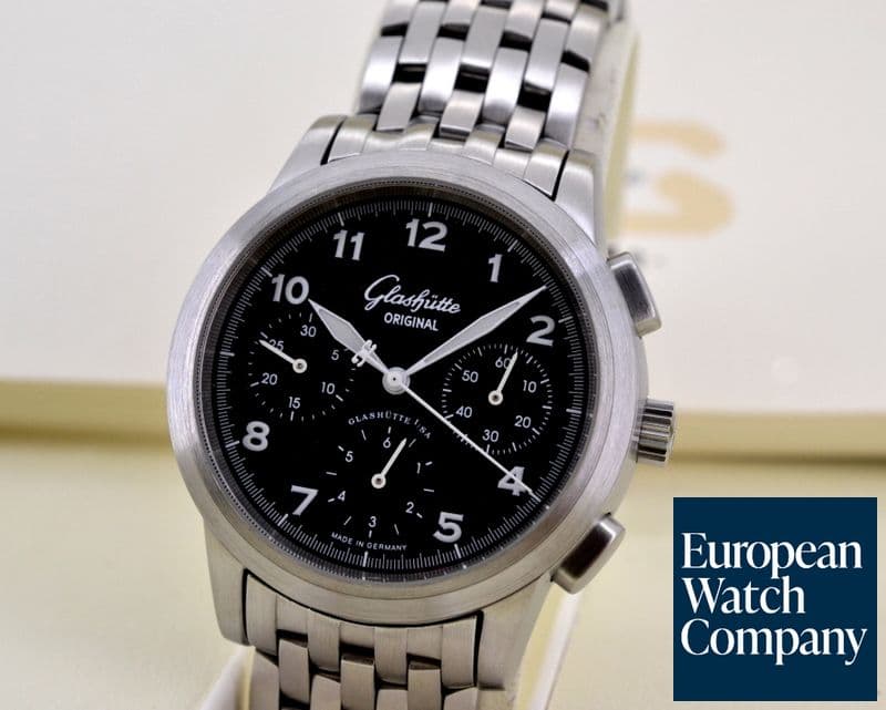 Image of Glashutte Original Navigator Chronograph Black Dial SS / SS 