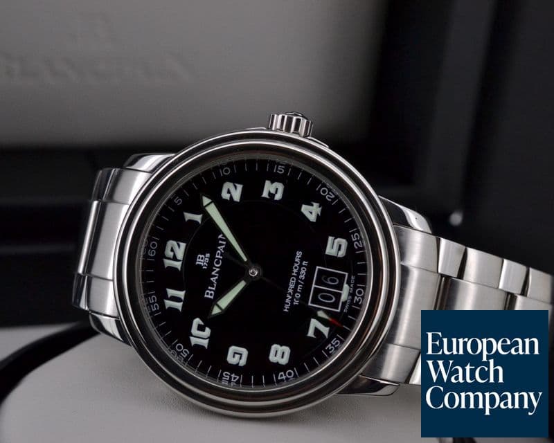 Image of Blancpain Leman Military Dial Big Date Black Dial 100HR SS / SS
