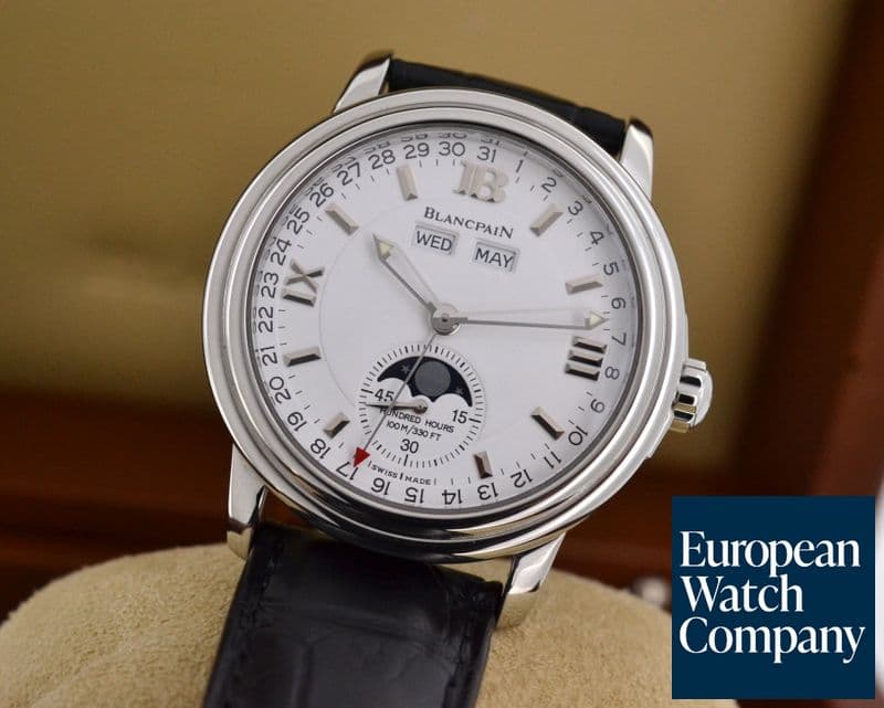 Image of Blancpain Leman Complete Calendar SS White Dial 