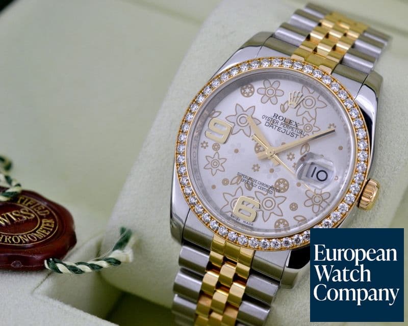 Image of Rolex Datejust Floral Dial Diamond Bezel Jubilee 18K / SS