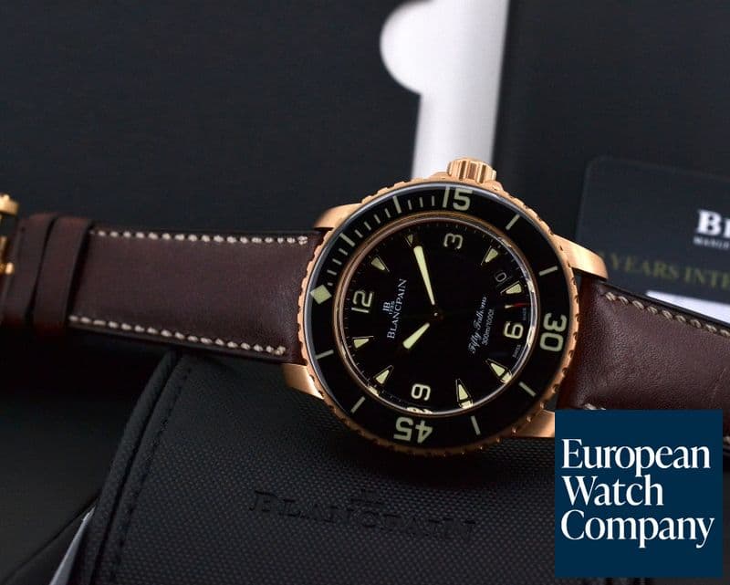 Image of Blancpain Fifty Fathoms 18K Rose Gold / Leather UNWORN