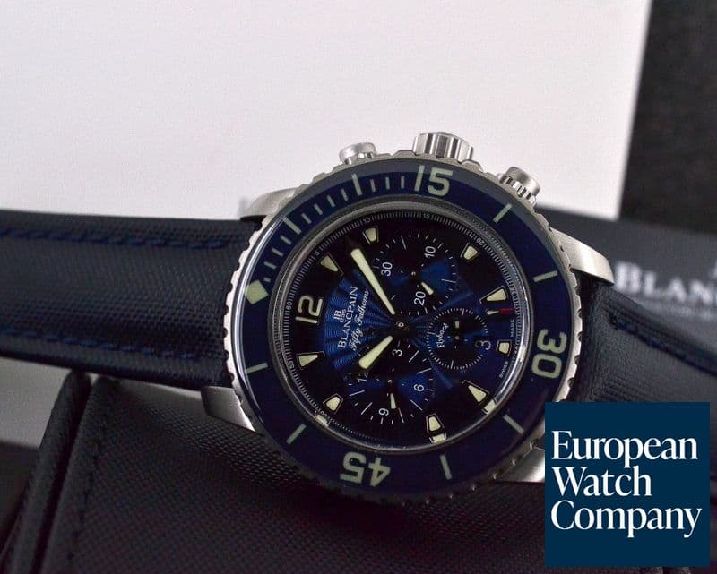 Image of Blancpain Fifty Fathoms Flyback Chronograph SS / Kevlar Blue Dial UNWORN