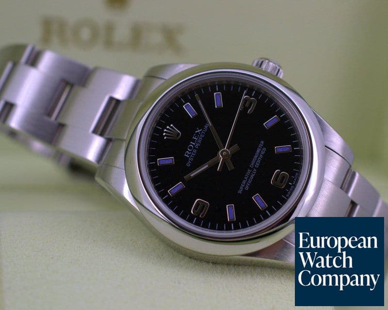 Image of Rolex Oyster Perpetual Ladies Black Dial / Blue Numbers
