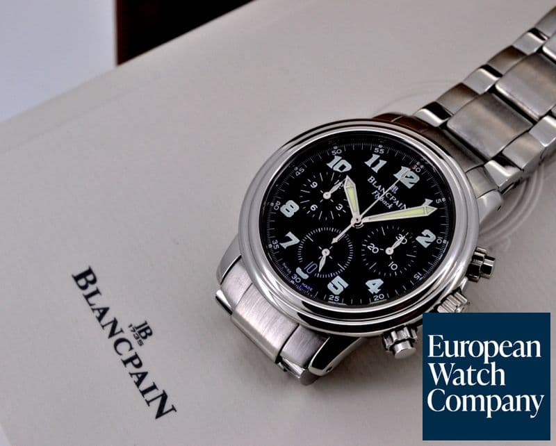 Image of Blancpain Leman Flyback Chronograph Black Dial SS / SS 