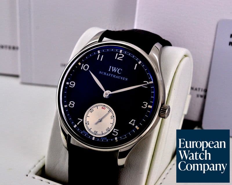 Image of IWC Portuguese Hand Wound SS Black Dial UNWORN