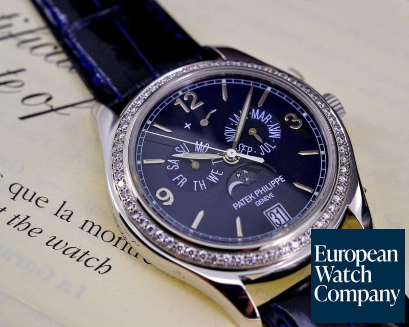 Image of Patek Philippe Annual Calendar 18K White Gold Blue Dial / Diamond Bezel 
