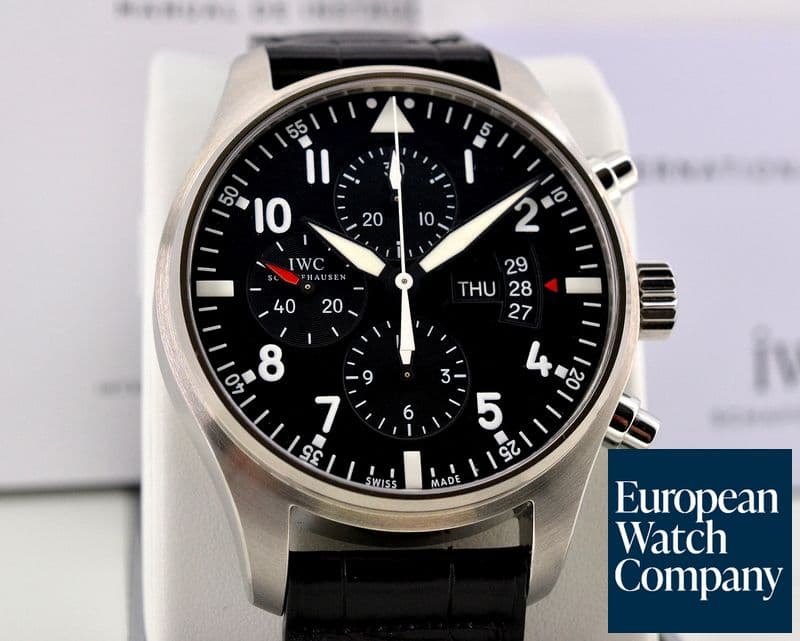Image of IWC Pilot Chronograph SS Black Dial 