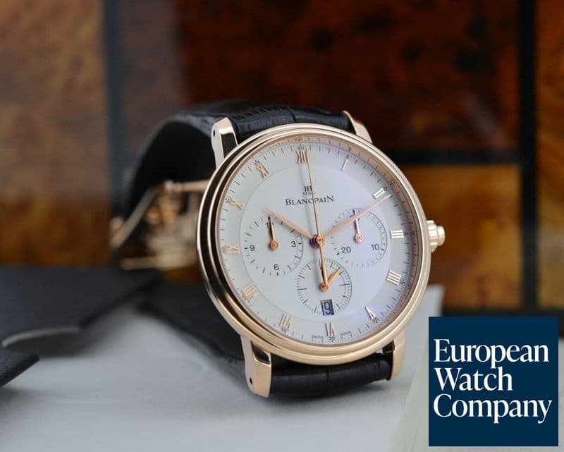 Image of Blancpain Villeret Single Button Chronograph 18K Rose Gold 