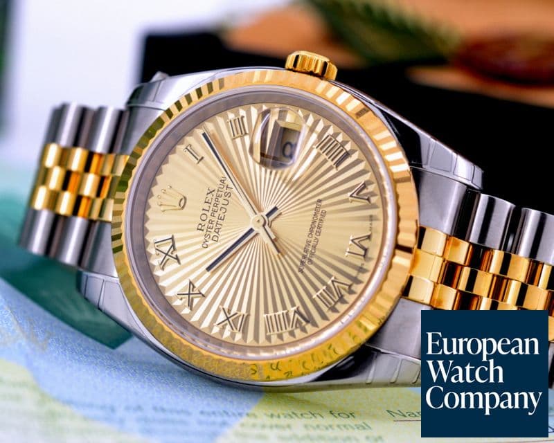 Image of Rolex Datejust Champagne Sunburst Roman 18K / SS 
