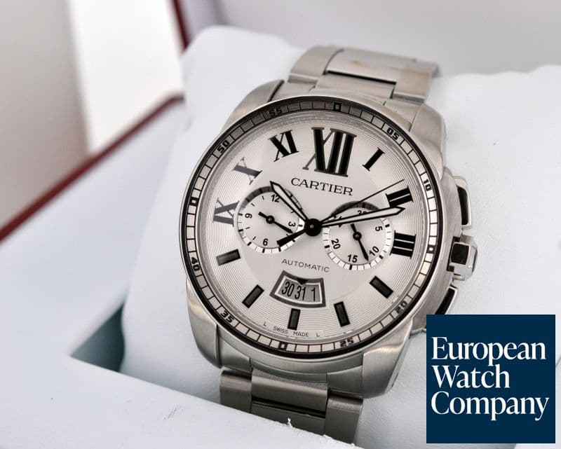 Image of Cartier Calibre de Cartier Chronograph Silver Dial SS / SS 