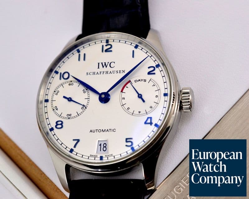 Image of IWC Portuguese 7 Day SS / Blue Numerals 