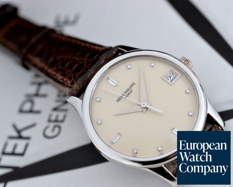 Image of Patek Philippe Calatrava Automatic Platinum Cream Diamond Dial 
