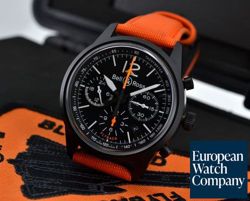 Image of Bell & Ross Vintage Blackbird PVD Chronograph / Orange Canvas Limited
