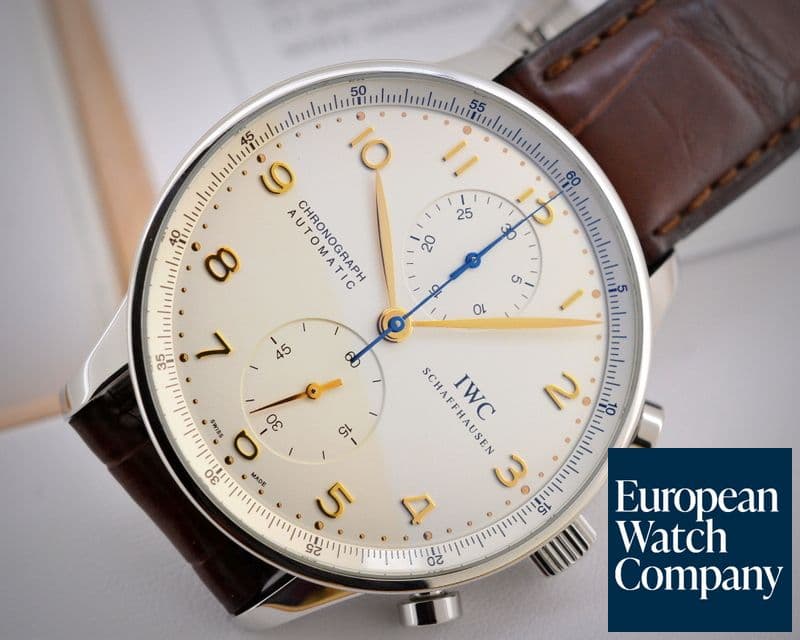Image of IWC Portuguese Chronograph SS Silver Dial / Gold Numerals 