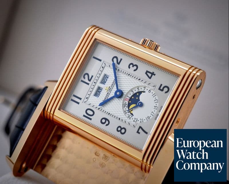 Image of Jaeger LeCoultre Reverso Grande Calendar 18K Rose Gold Silver Dial 