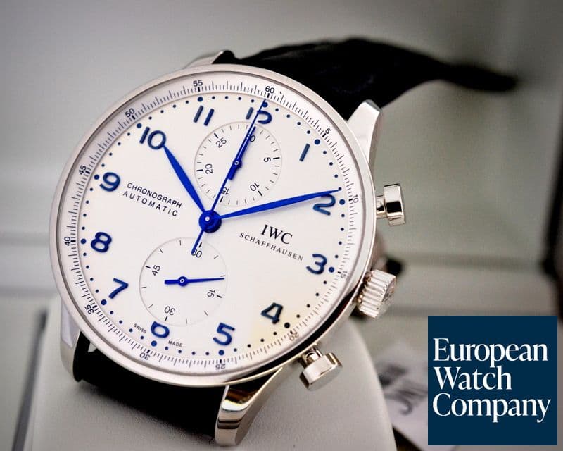 Image of IWC Portuguese Chronograph SS Silver Dial / Blue Numerals UNWORN