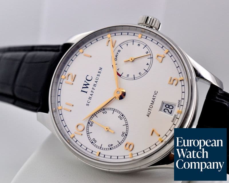 Image of IWC Portuguese 7 Day Automatic SS Silver Dial Rose Numerals UNWORN