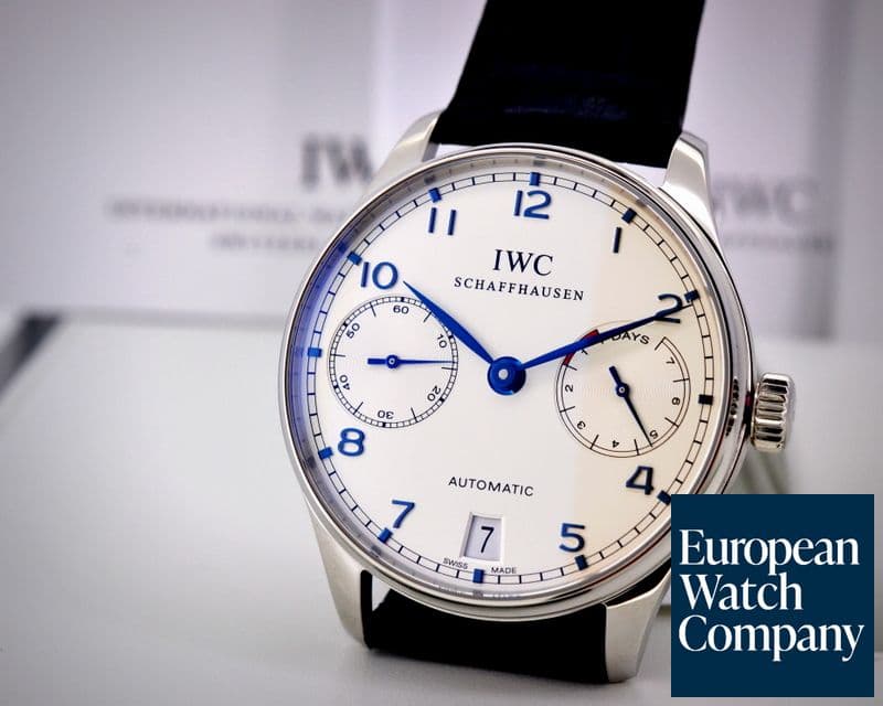 Image of IWC Portuguese 7 Day SS / Blue Numerals UNWORN
