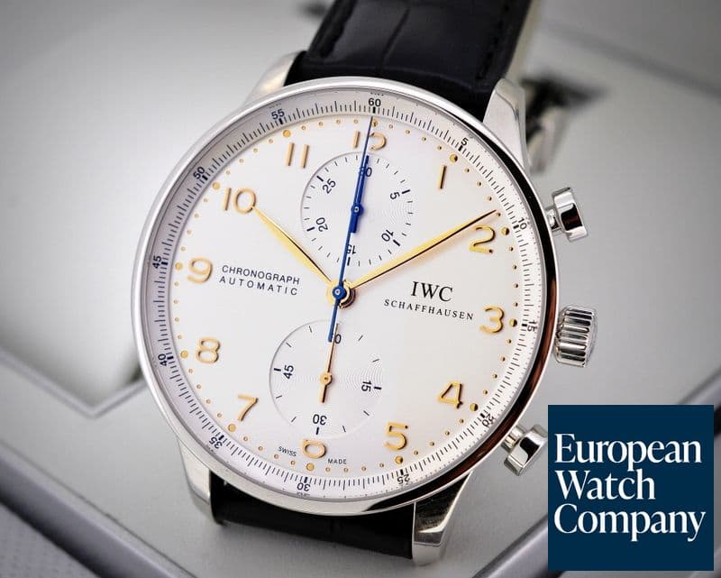 Image of IWC Portuguese Chronograph SS Silver Dial / Gold Numerals UNWORN