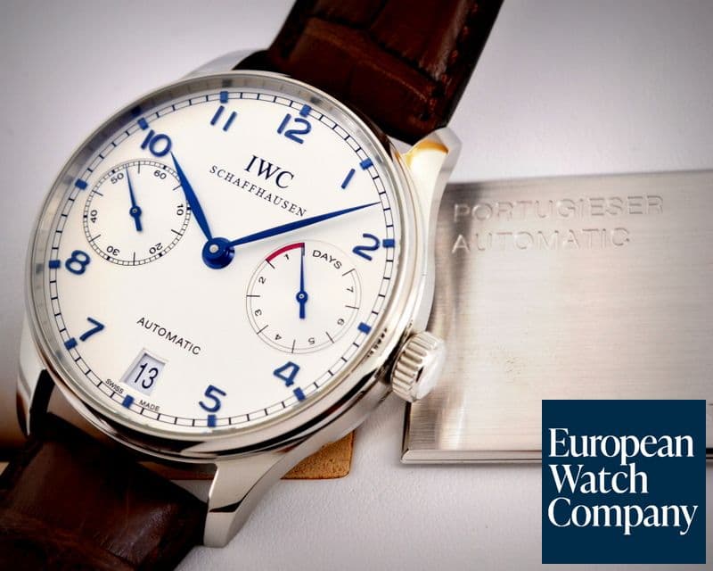 Image of IWC Portuguese 7 Day SS / Blue Numerals 