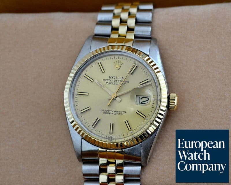 Image of Rolex Datejust 18K / SS Champagne Stick Dial