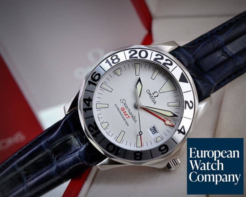 Image of Omega Seamaster GMT White Dial SS / Alligator 