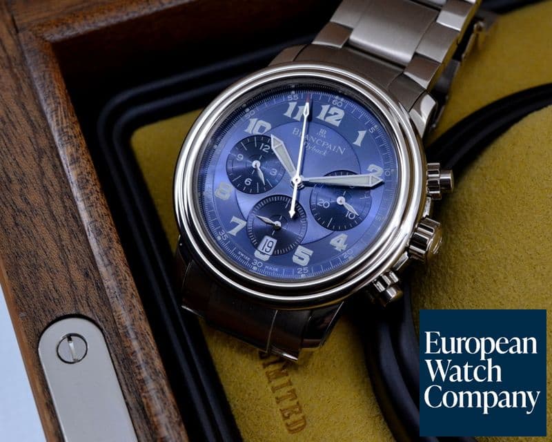 Image of Blancpain Leman Flyback Chronograph Blue Dial 18K White Gold Limited