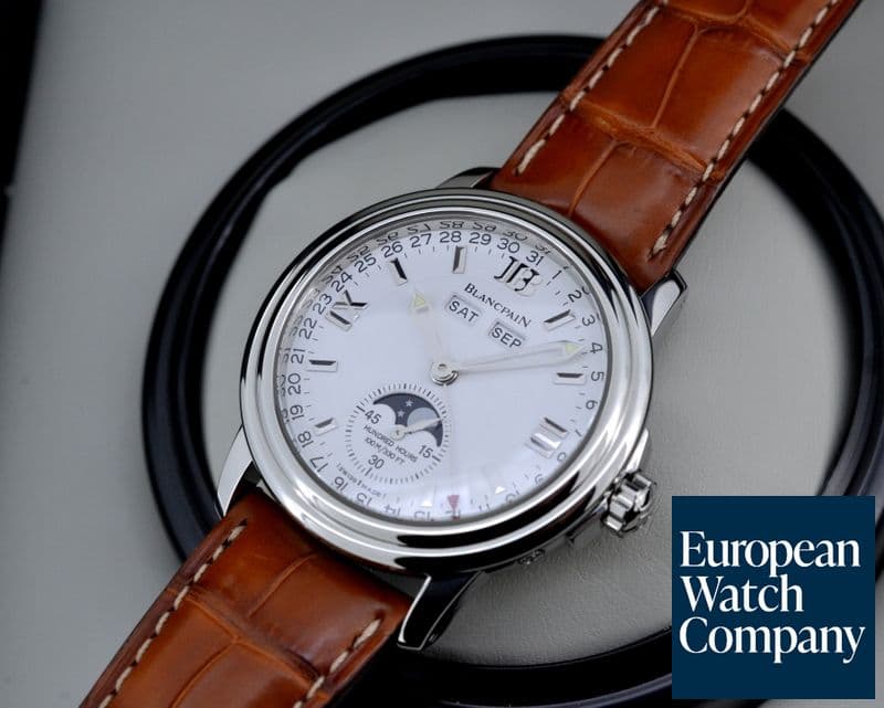 Image of Blancpain Leman Complete Calendar SS White Dial 