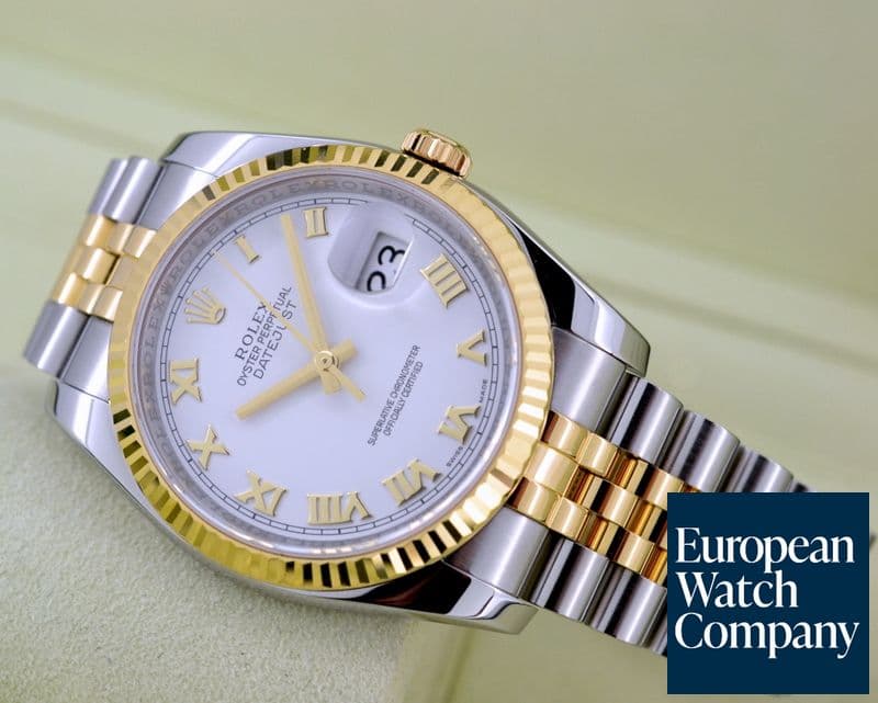 Image of Rolex Datejust White Roman Jubiliee Roman 18K / SS 