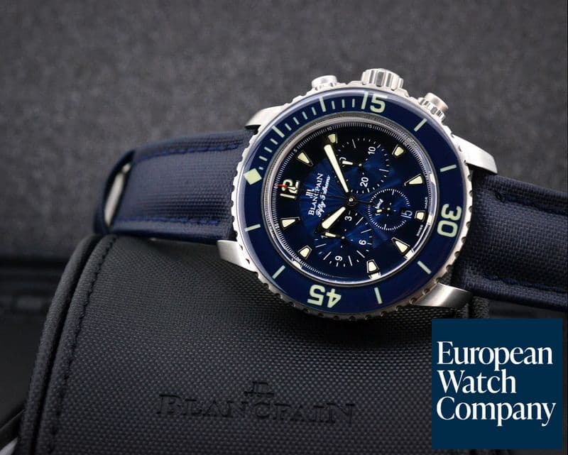 Image of Blancpain Fifty Fathoms Flyback Chronograph SS / Kevlar Blue Dial 