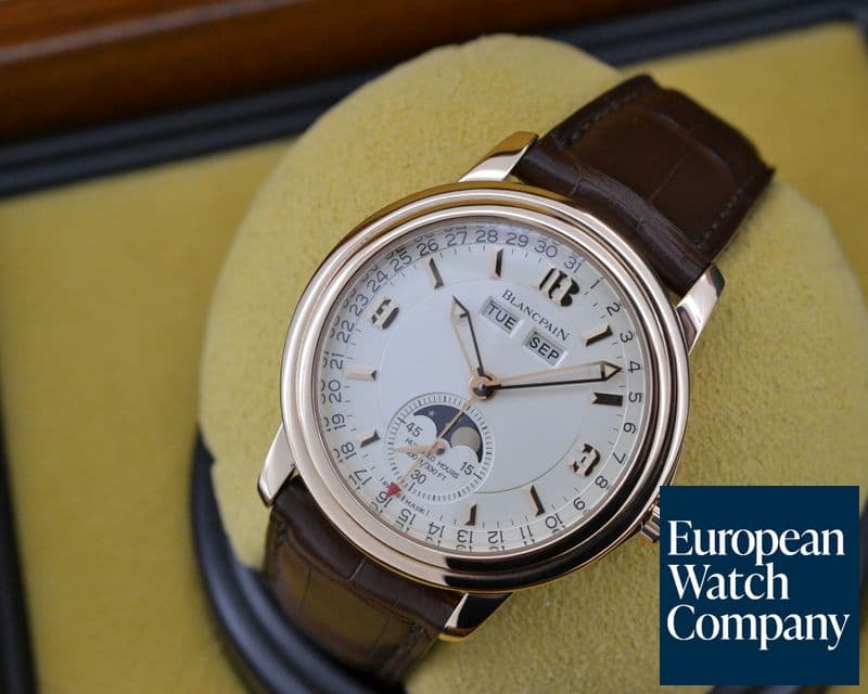 Image of Blancpain Leman Complete Calnedar Moon 18K Rose Gold Half Hunter 