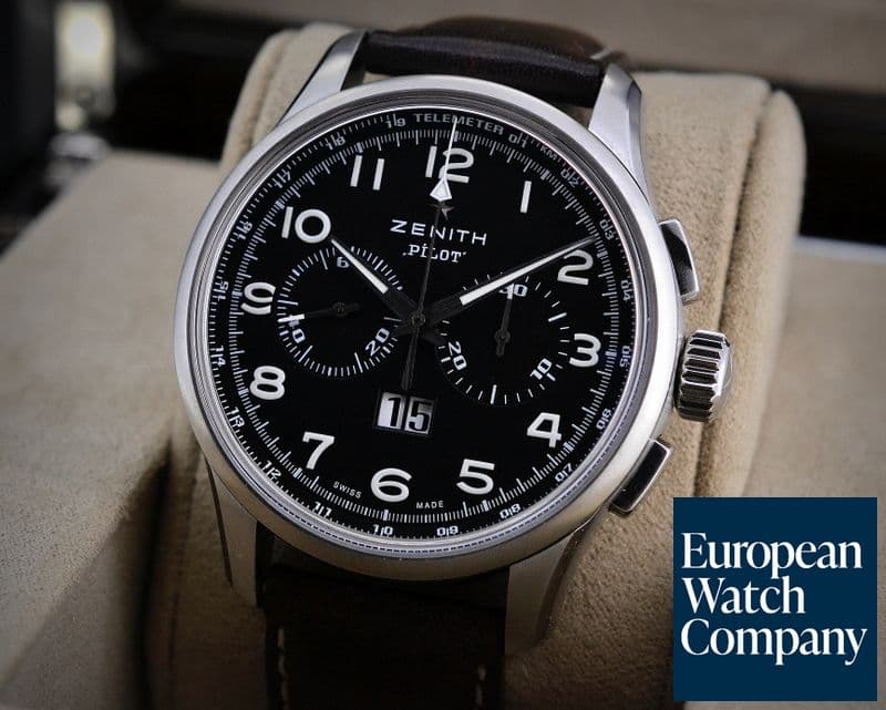 Image of Zenith El Primero Pilot Big Date SS / Leather