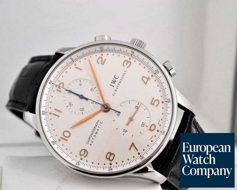 Image of IWC Portuguese Chronograph Silver Dial Gold Numerals SS