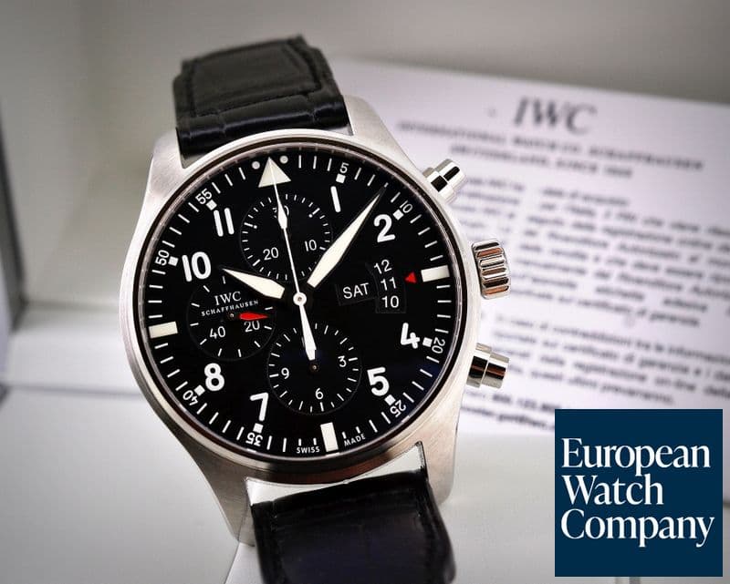 Image of IWC Pilot Chronograph SS Black Dial 