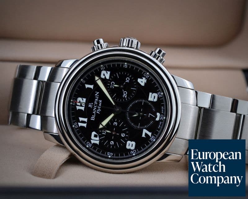 Image of Blancpain Leman Flyback Chronograph Black Dial SS / SS 