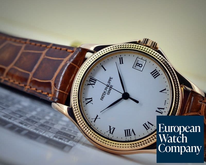 Image of Patek Philippe Calatrava 18K Rose Gold White Roman Hobnail