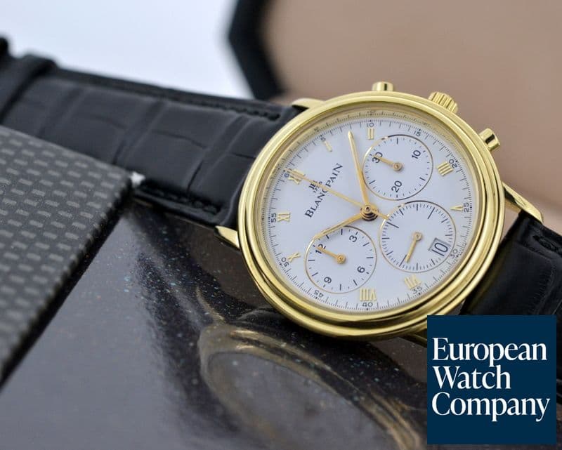 Image of Blancpain Villeret Chronograph 18K Yellow Gold White Dial
