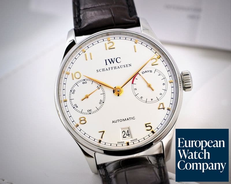 Image of IWC Portuguese 7 Day Automatic SS Silver Dial Rose Numerals 