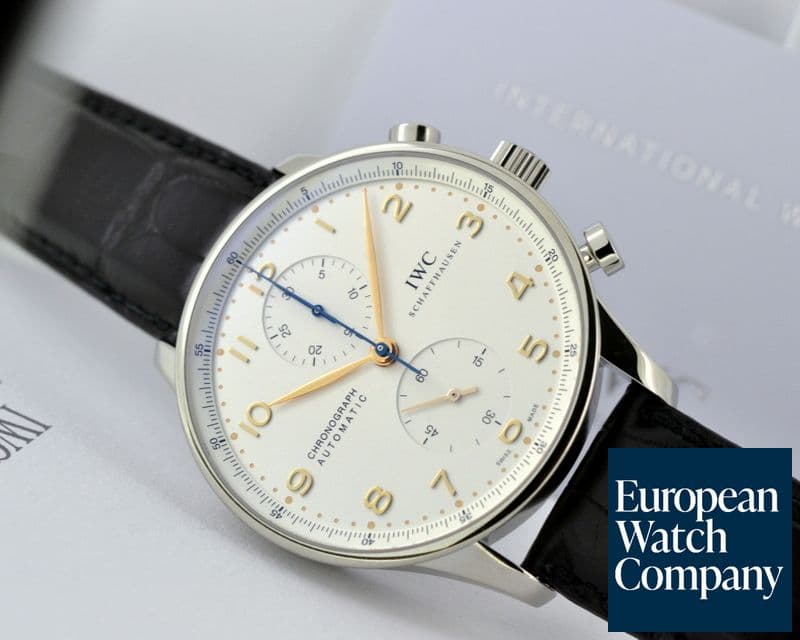 Image of IWC Portuguese Chronograph SS Silver Dial / Gold Numerals 